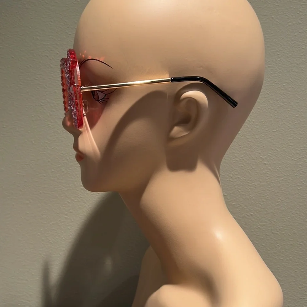 Sunnies Say DG They Are Red With Pink Rhinestones